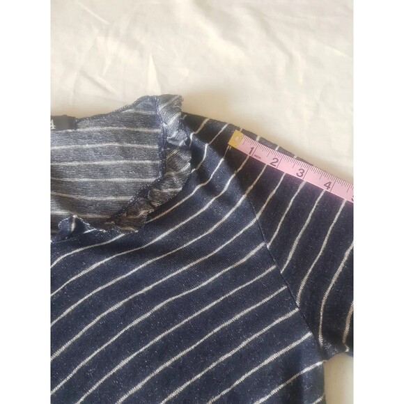 Coin 1804 Womens Blouse Sz Medium Striped Bell Sleeve Tie Front V Neck Ruffle - Picture 14 of 15